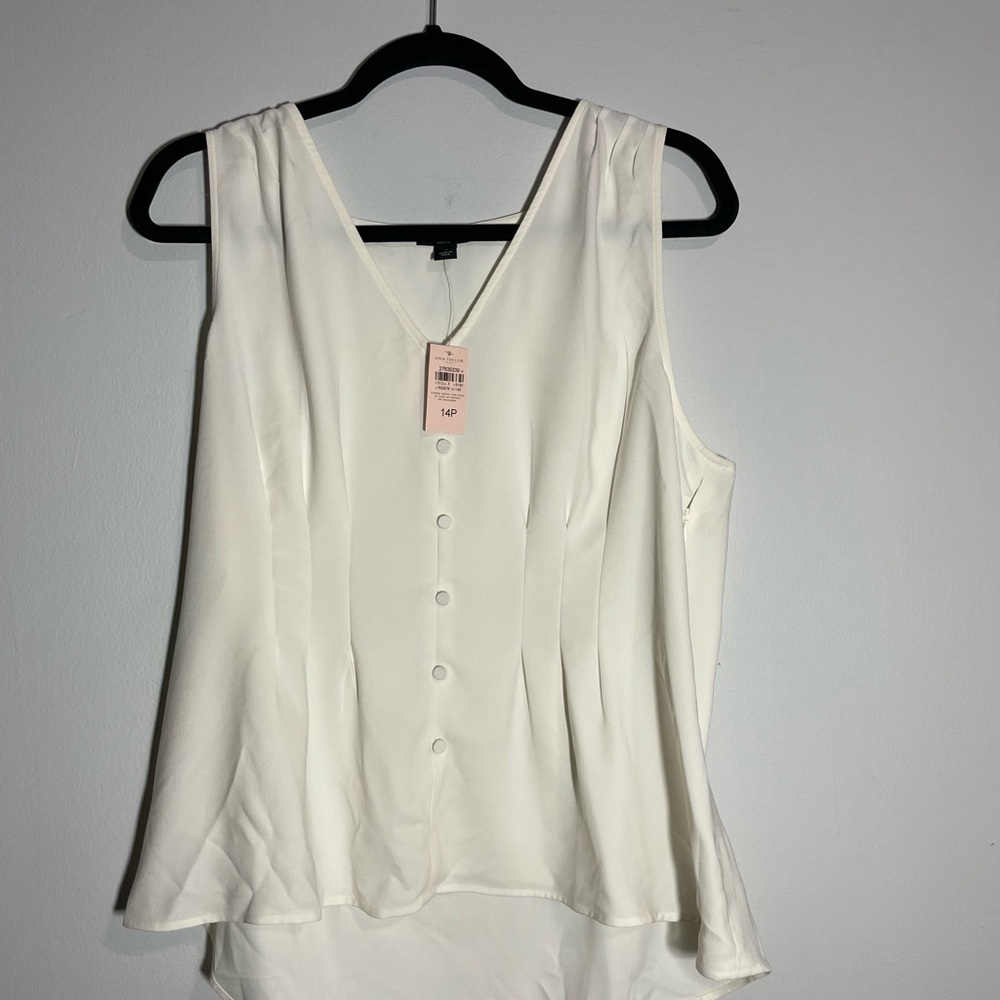 Ann Taylor Ivory Button-Front Blouse